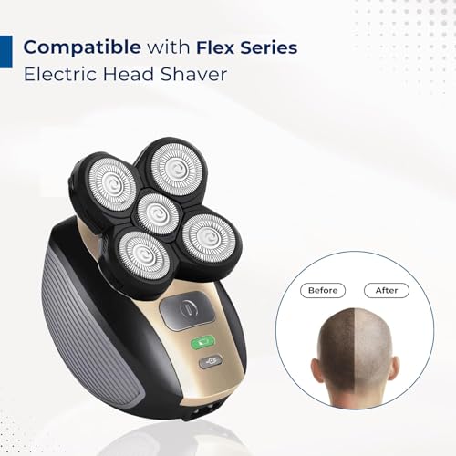 2 Pack Shaver Replacement Blades Compatible with Freedom Head Electric Razor Shaving, 5 Blades Shaver Replacement Heads for Head Shavers for Bald Men, Replacement Blades for Head Shaver Kit, 2 Brush