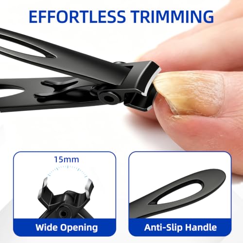 NURIUN 6PCS Toenail & Fingernail Clippers Set for Thick Nails Seniors - Professional Manicure Tools with Case