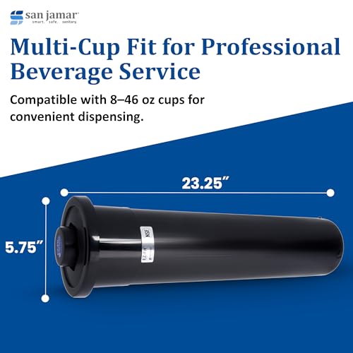 San Jamar 23.25-Inch In-Counter Cup Dispenser Black Gasket, 8-46 oz