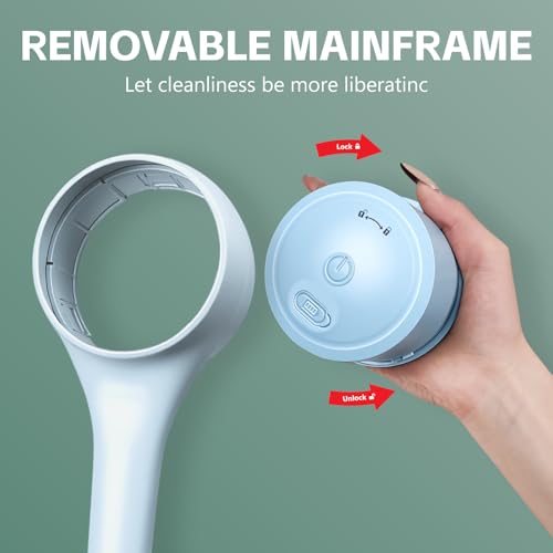 Electric Body Scrubber Back Brush with 4 Heads Waterproof Dual Handle Blue