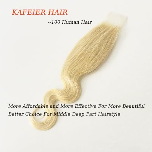 613 Blonde 2x6 HD Lace Closure Human Hair Body Wave 12 Inch - Middle Part, Baby Hair