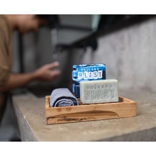 Bali Soap Volcano Blast - Natural Bar Soap for Men, Mechanic & Gardener Gifts - Scrubby Lava Exfoliating Heavy Grit Volcanic Soap with Peppermint and Camphor, Moisturizing and Cleansing, 7oz