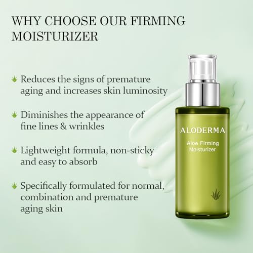 Aloderma Aloe Vera Firming Face Moisturizer - Anti-Aging Lotion 3.5 oz - Nourishing & Hydrating