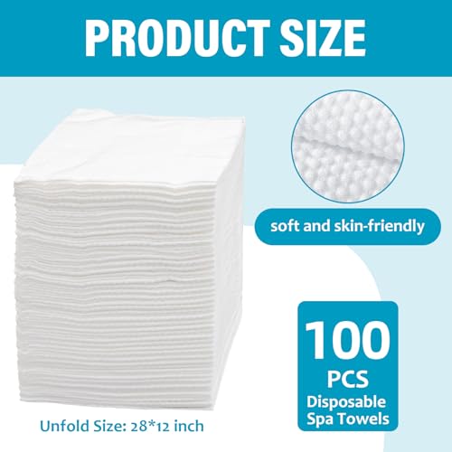 Disposable Hair & Body Towels 100 PCS Ultra Soft Quick Dry Spa Towels 28x12in