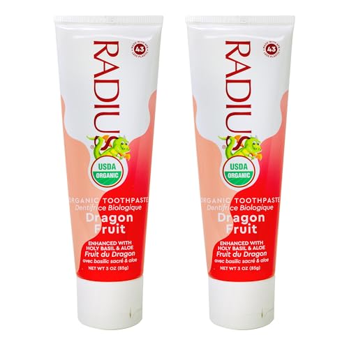 Kids Organic Toothpaste with Dragon Fruit - Pack of 2, 3oz - Non-Toxic & Fluoride-Free