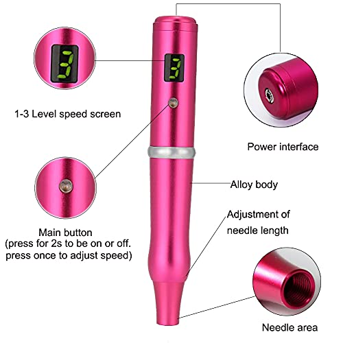 Permanent Makeup Pen Kit with 10 Needles - Rotary Tattoo Machine for Eyebrows Lips Eyeliners
