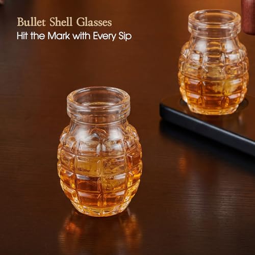 Transparent Whiskey Decanter Gift Set with 2 Grenade Glasses - Kollea