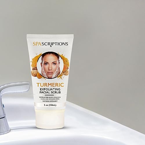 Turmeric Exfoliating Facial Scrub Natural Exfoliant to Cleanse Skin, Facial Wash - 5 Oz. Deep Cleansing and Rejuvenating