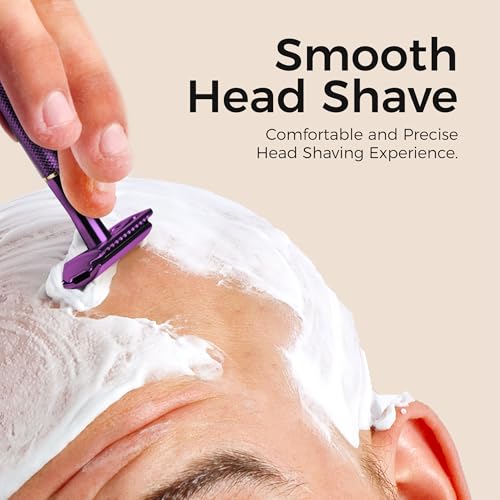 ZOMCHI Double Edge Safety Razor with Stand, Safety Shaving Razor with 10 Double Edge Safety Razor Blades, Eco-Friendly Razor for Shaving ? Purple