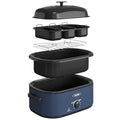 Sunvivi 24QT Electric Roaster Oven with Buffet Trays - Blue, Large Turkey Cooker
