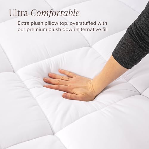 Reversible Microplush Mattress Topper Queen White - Luxury Sleep Comfort