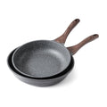 Grey Nonstick Granite Coating Frying Pans Set - 10 & 12 Inch, Induction Compatible