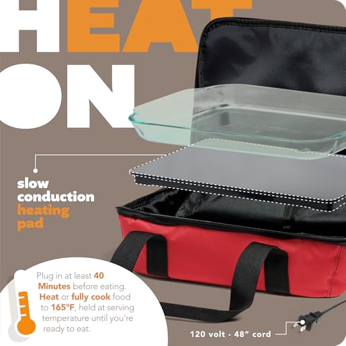 HOTLOGIC Max Large Portable Electric Food Warmer & Lunch Box - Red, 120V