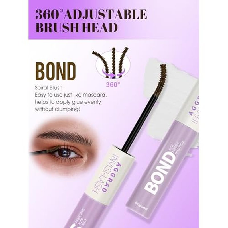 Brown Lash Cluster Glue Bond and Seal Waterproof 150H Super Strong Hold Long-Lasting for Eyelash Clusters Extensions Kit DIY Self Adhesive 2 in 1 Individual Lash Glue Brown Bonder & Clear Sealant