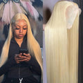 Goalroya Blonde Straight 26 Inch 613 Human Hair Lace Front Wig, 200% Density, Pre-Plucked, HD 13x6 Frontal