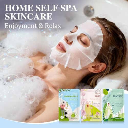 54 Pack Hydrating Facial Masks Set - All Skin Types, 9 Varieties for Skin Care & Spa