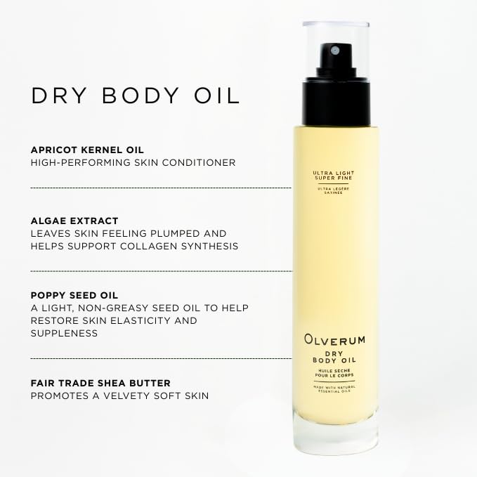 Olverum Dry Body Oil for Soft Skin - Collagen & Hyaluronic Acid Boost, 100ml Spray