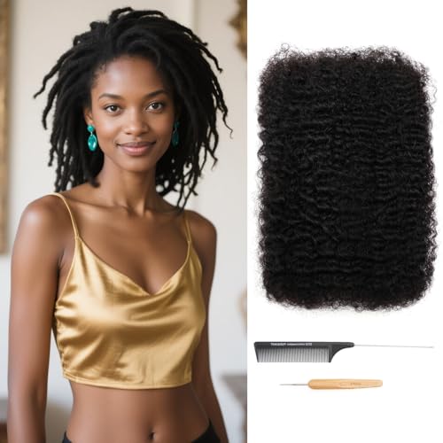 Gemlong Afro Kinky Human Hair Extensions 14 Inch 60g Pack for Micro Locs & Braids