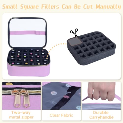 UOZL 2-Pack Pink Clear Nail Polish Organizer Holds 60 Bottles Travel Cosmetic Case