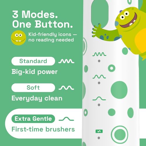 Brushmo Kids Sonic Electric Toothbrush for Ages 3+ with Travel Case