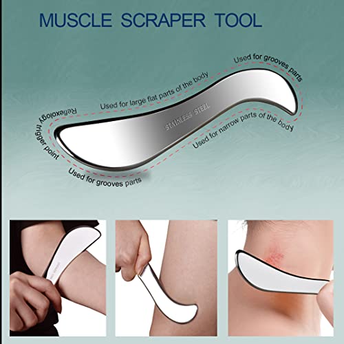 BYYDDIY SBC Muscle Scraper Set Stainless Steel Massage Tools with Storage Bag