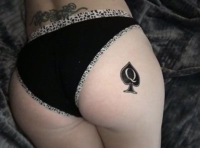 Temporary Tattoos Set - 8 Sheets Queen of Spades BBC Symbols Variety