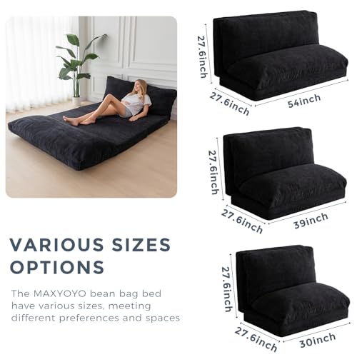 MAXYOYO Folding Floor Sofa Bed 39x91 Inch Lounger with Washable Cover Black