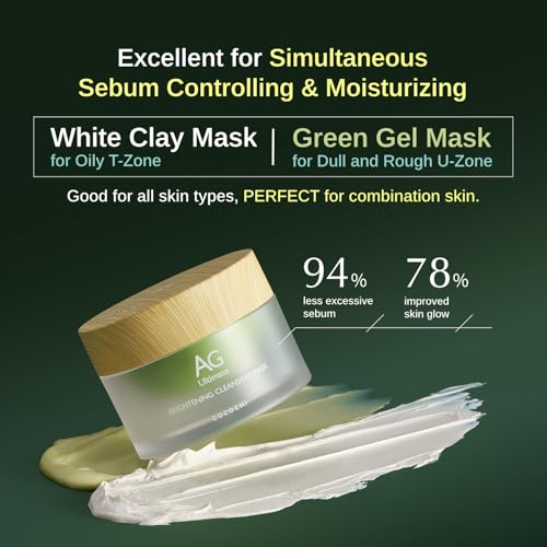 «³«³«Á«³«¹«á COCOCHI AG Ultimate 2in1 Clay and Gel Cream Mask, Clay Mask for Face, Rejuvenating Green Tea Mask, Japanese Hydrating Face Mask Skincare with Swappable Container