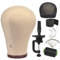 23 Inch Cork Canvas Mannequin Head for Wig Making with Mount Hole - Durable Salon & Display Use