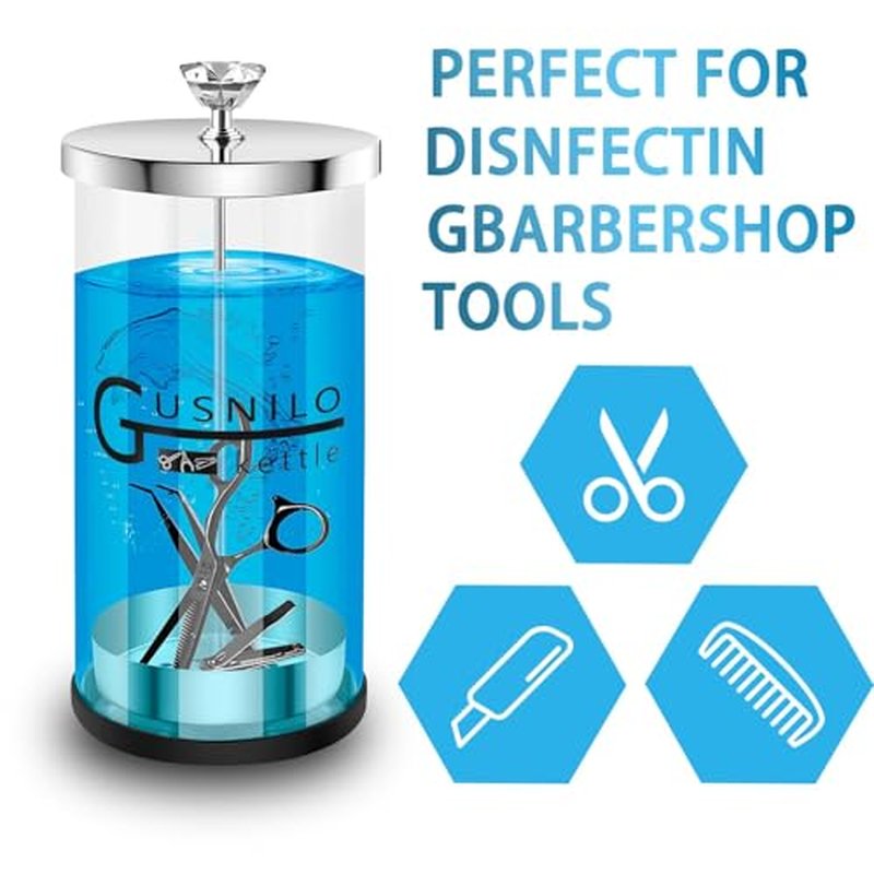 Gusnilo 30 Oz Jar with Stainless Steel Tray and Durable Glass,Salon Jar Suitable for Nail Tools & Spa Implements,Hairdressing Tools