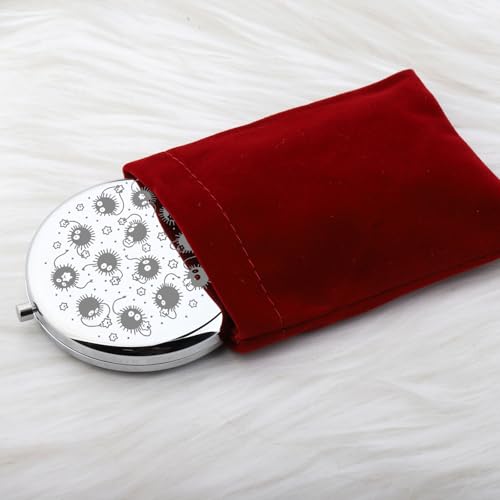 WUSUANED Cute Soot Sprite Makeup Mirror Anime Inspired Gift Cartoon Movie Lover Gift Soot Sprite Gift Dust Elf Gift (Cute Soot Sprite Mirror S)