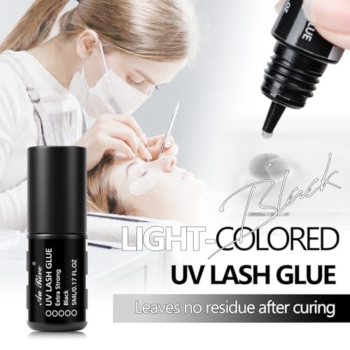Black UV Eyelash Extension Glue 5ml - Strong Bond & Waterproof