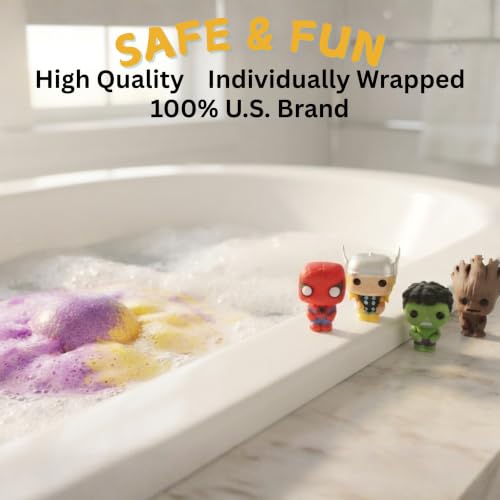 EvolutionUSA Black Epic Superhero Bath Bombs Set with Surprise Toys - 6 Large Organic Kids Bath Balls