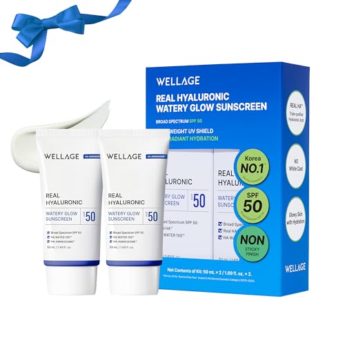 HYALURONIC Water Glow Sunscreen SPF50 - 1.69 Fl Oz Pack of 2