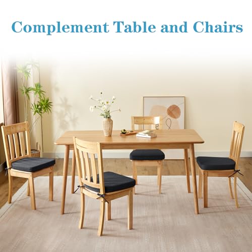 IASEAHK Set of 4 Black 17x16 Inch Non-Slip Chair Cushions for Dining Chairs