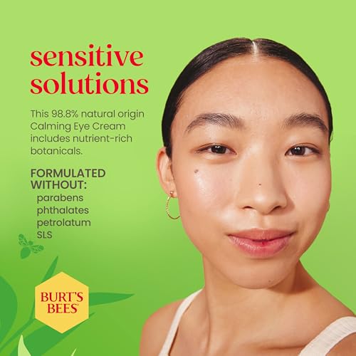 Burt's Bees Calming Eye Cream With Aloe and Rice Milk, Moisturizes Without Causing Redness or Irritation, 98.7 Percent Natural Origin Skin Care, 0.5 oz. Bottle, (Pack of 2)