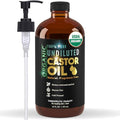 Organic Castor Oil for Skin & Hair - 16 oz Cold Pressed, USDA Certified, Hexane-Free, Unrefined