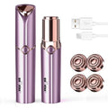 Purple Facial Hair Removal Device for Women with 4 Replacement Heads - Painless & Rechargeable