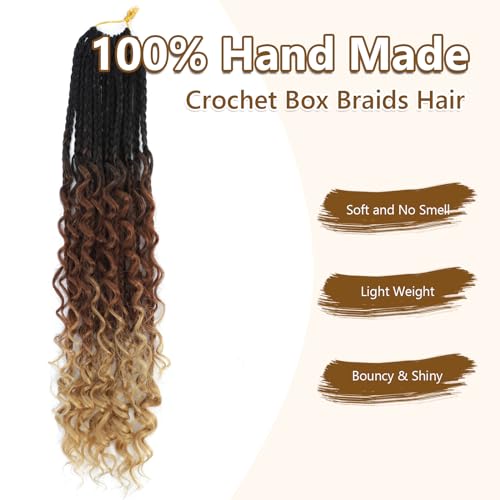 18 Inch Goddess Boho Box Braids Crochet Hair - 1B/30/27 - 8 Pack Variant