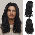 Black Long Curly Wig for Men - Vintage Snape Cosplay & Themed Events - Variation: Black