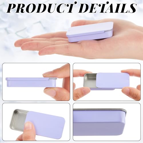 Norme 40 Pcs Small Slide Top Tin Lip Balm with Lids Rectangular Metal Containers for Lip Balm Candies Jewelry Crafts Pills Storage Kit (Macaron,2.36 x 1.38 x 0.39 Inch)