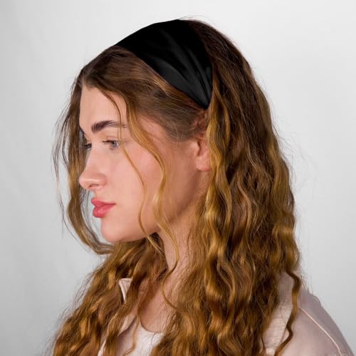 Pure Mulberry Silk Headband for Women - Black, Soft & Durable Hair Accessory