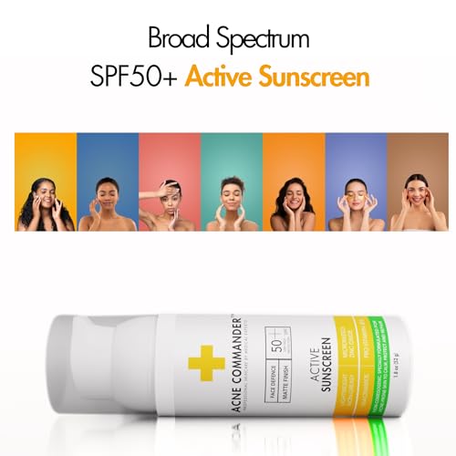 Acne Commander Mineral SPF 50 Face Sunscreen - Non-Comedogenic, Fragrance-Free, Broad Spectrum, Lightweight, 52g