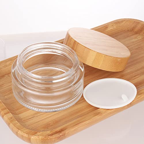 100g Glass Jars with Bamboo Lids - Refillable Cosmetic Containers, 5 Pack