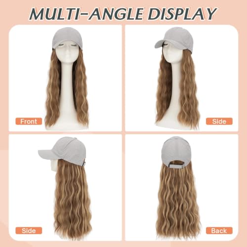 Adjustable Baseball Cap Wig with Breathable Mesh for 18 Inch Medium Brown Dark Blonde Hair - Grey Cap