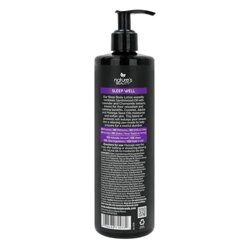 Nature's Beauty Lavender Chamomile Sleep Body Lotion - 16oz Pack of 2, Lightweight Moisturizer for Dry Skin with Shea, Jojoba, Coconut & Moringa Oils