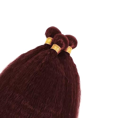 AiPliantfis #99J Burgundy 14 Inch Yaki Straight Human Hair Bundles - Brazilian Virgin Remy