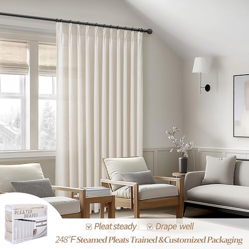 Birch 60W x 90L Inch Linen Sheer Curtain Set - 2 Panels for Living Room, Privacy & Light Filter