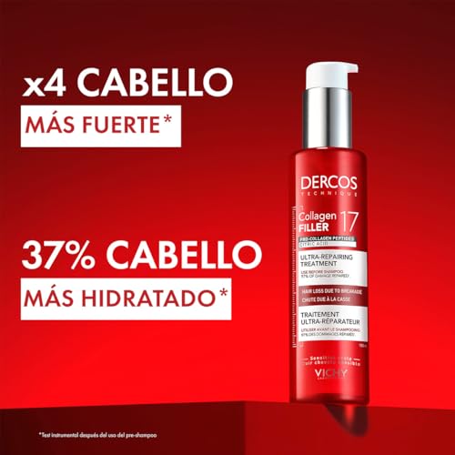 Dercos Collagen Peptide 17 Ultra-Repairing Treatment, 150ml, Anti Hair Fall Pre-Shampoo Bond Repair Hair Treatment, Strengthens, Reduces Breakage, Preps & Protects