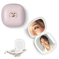 Pink 4-Inch LED Compact Travel Makeup Mirror with 1x & 10x Magnification & Adjustable Lighting